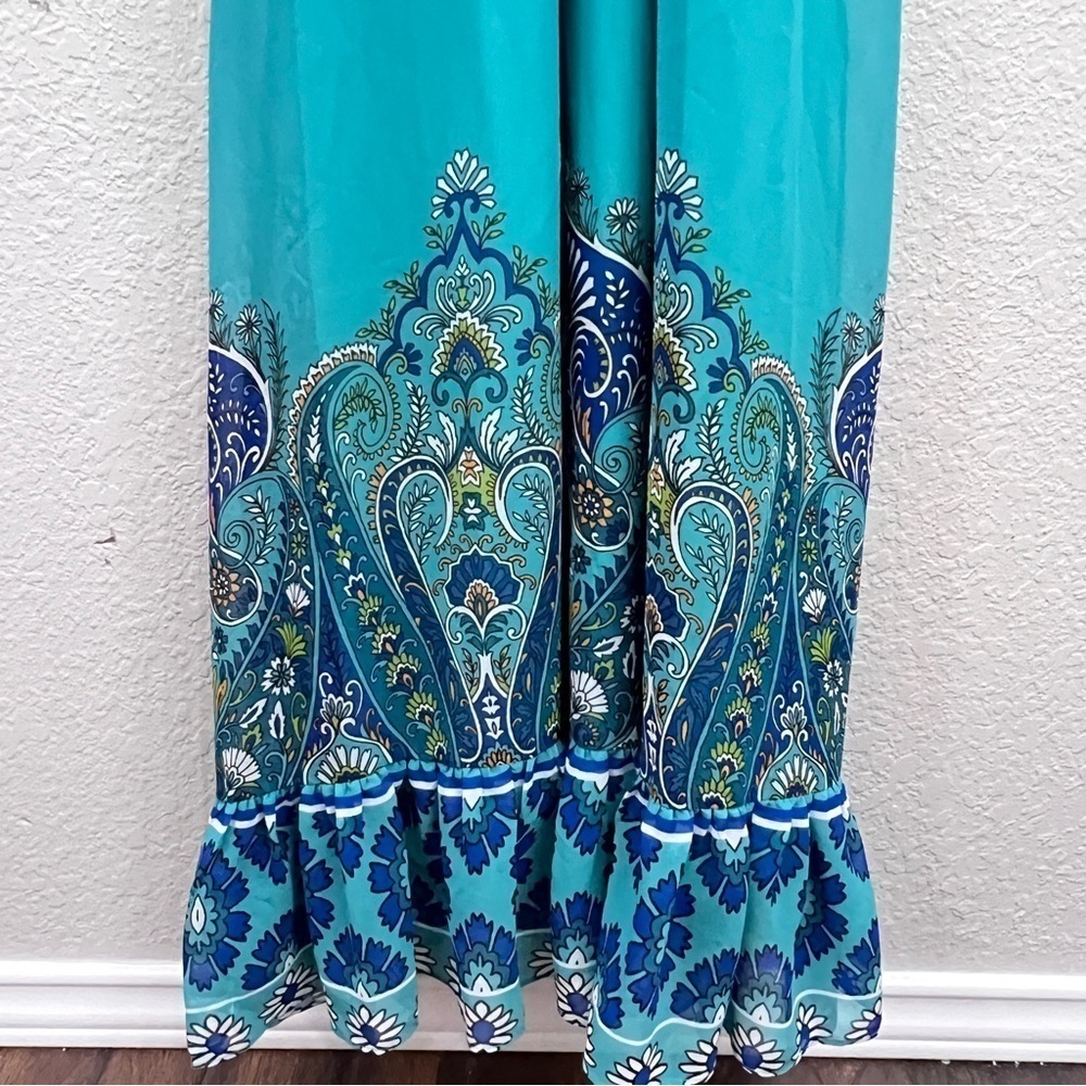Boston Proper Paisley Print Ruffle High Neck Maxi Dress size - Picture 5 of 14
